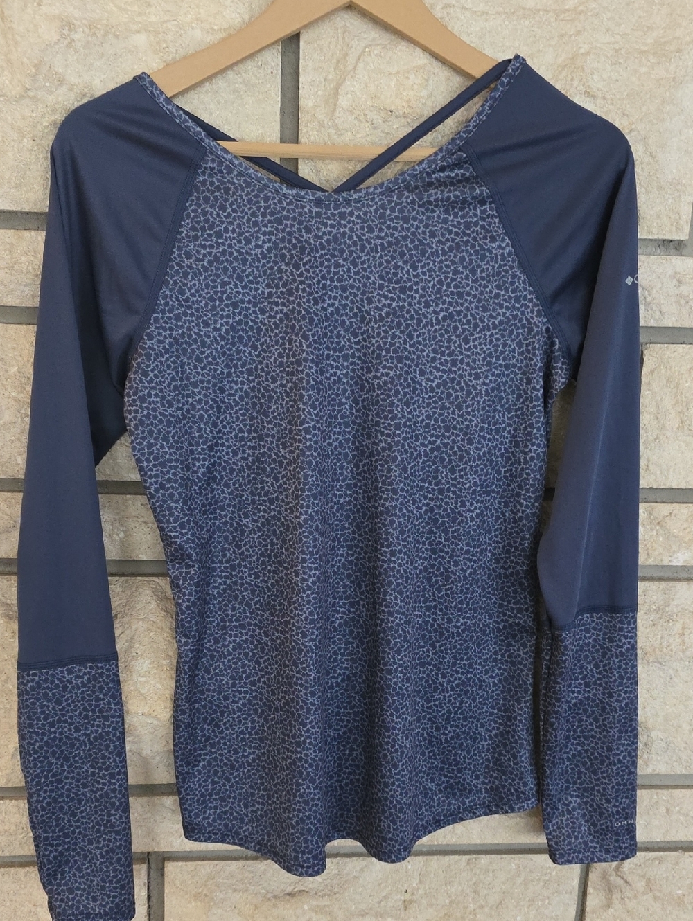Women's Long Sleeve Columbia Athletic Top - Navy Printed
